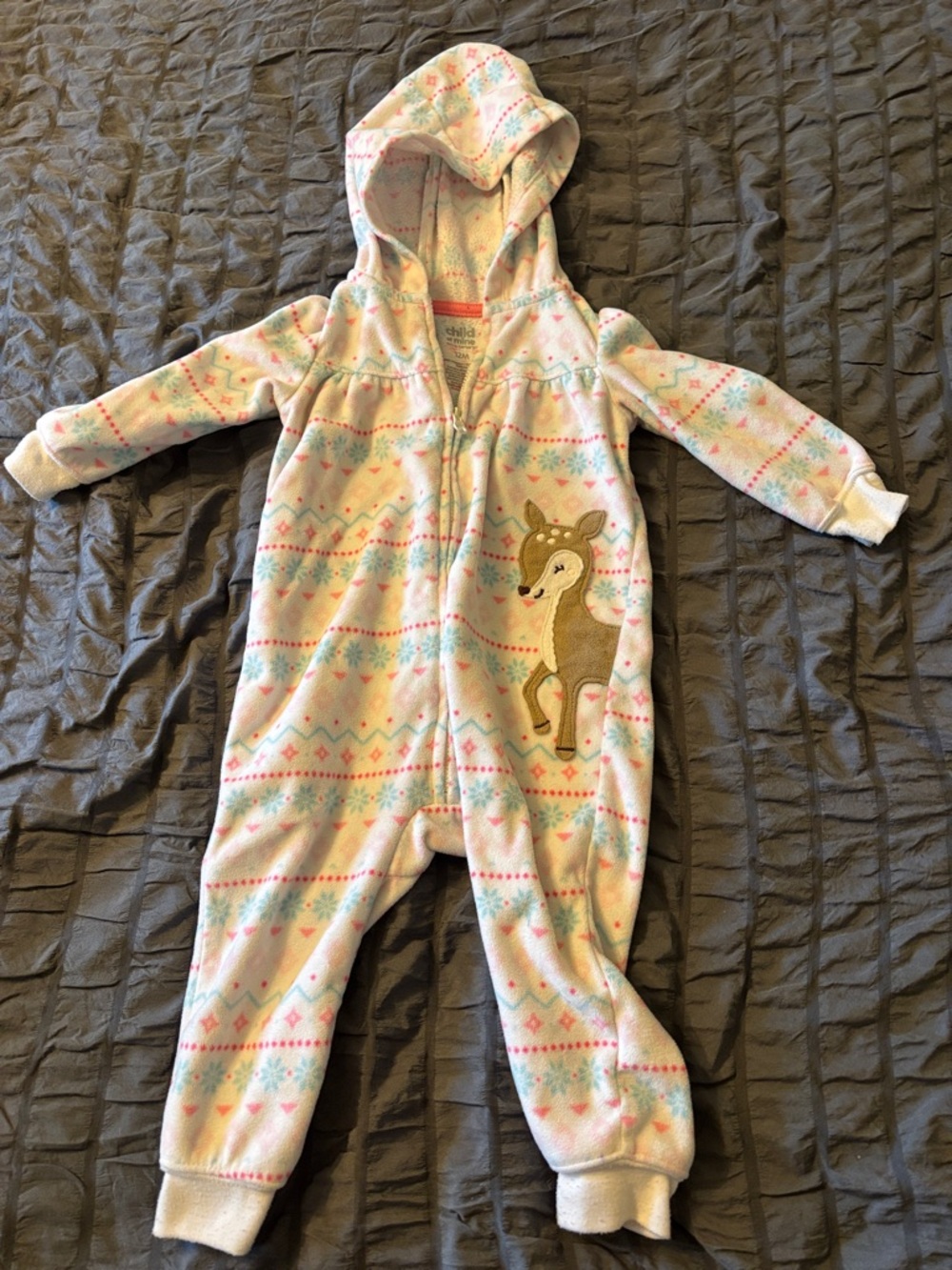 Carter's Pastel Hooded Fleece Onesie in Pink, Blue, and Coral